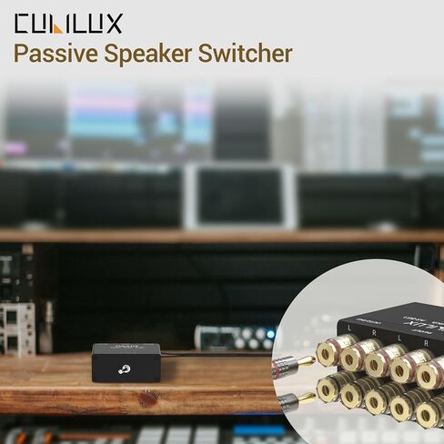Cubilux 2-Channel Speaker Switcher Selector Box,Passive 2 Zone Distribution Box with Impedance Protection, Aluminum Alloy Speaker Switcher Box Support 2(1)-in-1(2)-Out in Saudi Arabia
