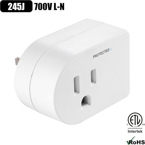 Single Surge Protector Plug with ON/Off Switch, FiiMan ETL Listed Grounded Outlet Wall Tap Adapter with Indicator Light, 1-Outlet, 245Joules/15A/1875W, White (1 Pack) in Saudi Arabia
