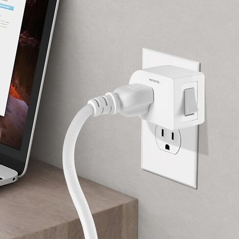 Single Surge Protector Plug with ON/Off Switch, FiiMan ETL Listed Grounded Outlet Wall Tap Adapter with Indicator Light, 1-Outlet, 245Joules/15A/1875W, White (1 Pack) in Saudi Arabia