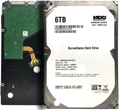 MaxDigitalData 6TB 7200RPM 128MB Cache SATA 6.0Gb/s 3.5" Internal Hard Drive for Surveillance (MD6000GSA12872DVR) - 3 Years Warranty (Renewed) in Saudi Arabia