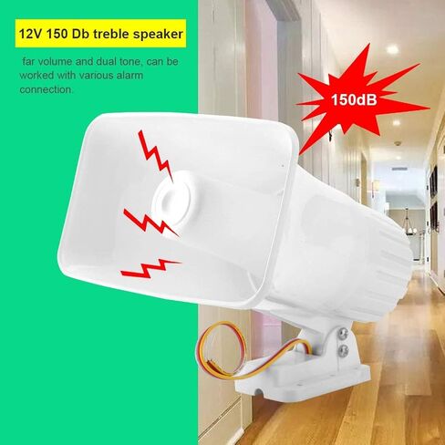 Horn Siren,ASHATA 150 dB DC 12V Dual Tone Wired Horn Siren Burglar Alarm System,Warning Althorn Speaker for Home Security in Saudi Arabia