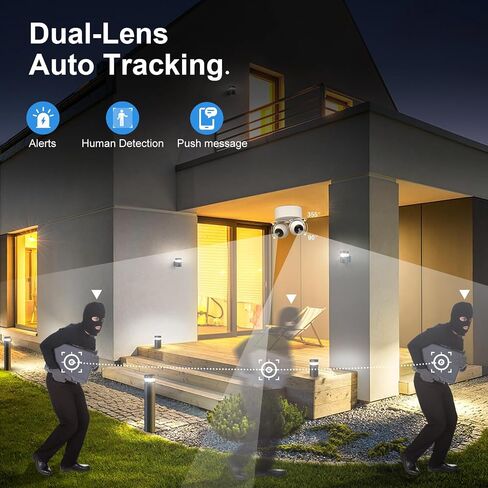 Indoor Dual Lens Smart Security Camera with PTZ, 4MP, WiFi, Motion Detection, HumanTracking, 2-Way Audio, IR Night Vision, Cloud and SD Card Storage for Baby, Pet, Home in Saudi Arabia