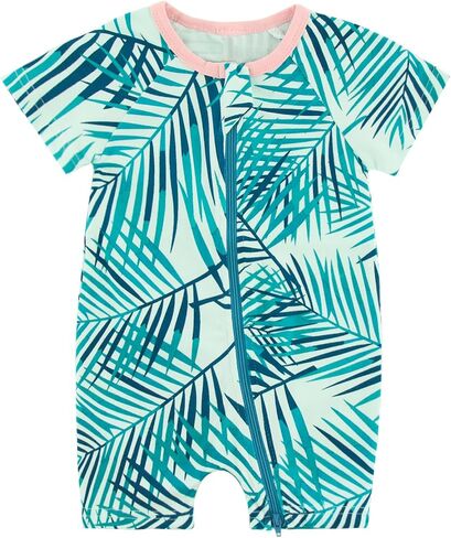 Baby Boy Girl Cotton Short Sleeve Zipper Rompers Infant 2-way Zippers Comfy Summer Jumpsuit Pajamas in Saudi Arabia