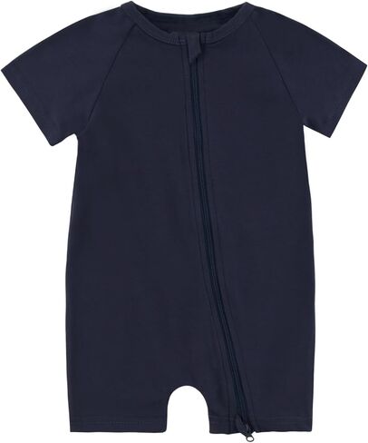 Baby Boy Girl Cotton Short Sleeve Zipper Rompers Infant 2-way Zippers Comfy Summer Jumpsuit Pajamas in Saudi Arabia