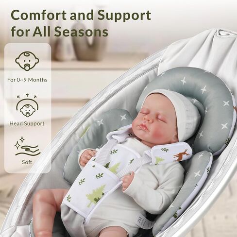 Generic Infant Car Seat Insert Compatible with Mamaroo Swing & Graco Swing and Infant Car Seat, Newborn Insert Baby Head Body Support, Reversible Design, Breathable Soft Fabric, 1Pcs - Pink Floral in Saudi Arabia