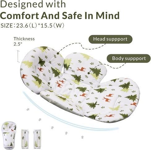 Generic Infant Car Seat Insert Compatible with Mamaroo Swing & Graco Swing and Infant Car Seat, Newborn Insert Baby Head Body Support, Reversible Design, Breathable Soft Fabric, 1Pcs - Pink Floral in Saudi Arabia