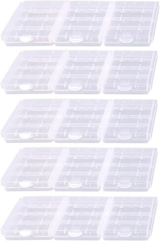 Battery Organizers AA/AAA Battery Containers Holders Compact Portable Storage Cases Insulative Plastic Clear Protective Battery Cases for Travelling/Home/Office/School/Garage(15 PCS) in Saudi Arabia