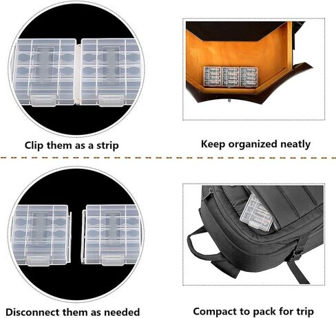 Battery Organizers AA/AAA Battery Containers Holders Compact Portable Storage Cases Insulative Plastic Clear Protective Battery Cases for Travelling/Home/Office/School/Garage(15 PCS) in Saudi Arabia