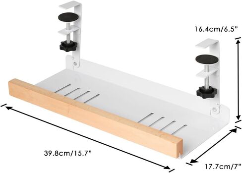 Under Desk Cable Management Tray, 15.5 inches Under Desk Cord Holder for Wire Management, Solid Wood and Heavy Sheet Metal Wire Organizer for Desks, Offices and Kitchens (Black) in Saudi Arabia