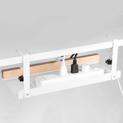 Under Desk Cable Management Tray, 15.5 inches Under Desk Cord Holder for Wire Management, Solid Wood and Heavy Sheet Metal Wire Organizer for Desks, Offices and Kitchens (Black) in Saudi Arabia