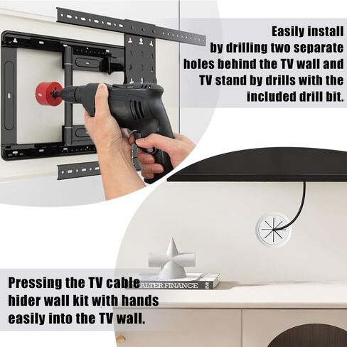 TV Wire Hider for Wall, 2-3/8"(60mm Hole) Cord Hider in Wall Cable Management Kit, includes 4 Pass Throughs and 1 Hole Saw Drill Attachment (Large) in Saudi Arabia