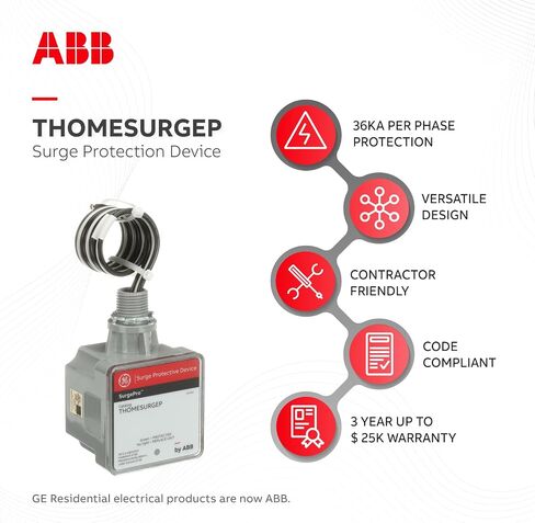THOMESURGEP by ABB • SurgePro™ Surge Protective Device • Externally Mounted Wired Residential SPD for Retail and Home • Type 1 SPD • Safe, Reliable, and Functional in Saudi Arabia