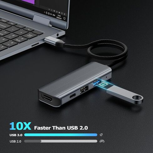 موزع USB C، محول USB C متعدد المنافذ 4 في 1 مع HDMI 4K، USB 3.0، USB 2.0، PD 100W، لجهاز MacBook Pro/Air، Dell XPS، Lenovo Thinkpad، والمزيد in Kuwait