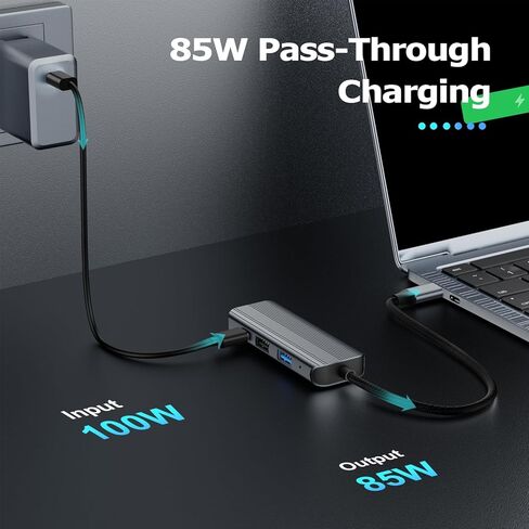 موزع USB C، محول USB C متعدد المنافذ 4 في 1 مع HDMI 4K، USB 3.0، USB 2.0، PD 100W، لجهاز MacBook Pro/Air، Dell XPS، Lenovo Thinkpad، والمزيد in Kuwait