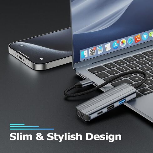 موزع USB C، محول USB C متعدد المنافذ 4 في 1 مع HDMI 4K، USB 3.0، USB 2.0، PD 100W، لجهاز MacBook Pro/Air، Dell XPS، Lenovo Thinkpad، والمزيد in Kuwait