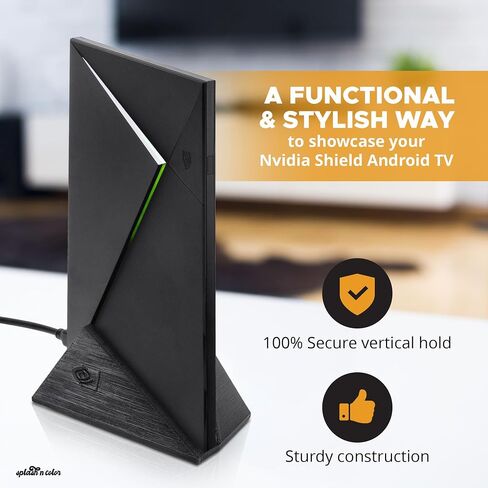 منظم حامل SplashNColor العمودي متوافق مع تلفزيون Nvidia Shield Android (موديلات 2017 و2019 Pro) - شاشة مدمجة مع شعار وحروف - حامل أنيق Nvidia Shield TV Mount (أسود غامق) in Kuwait