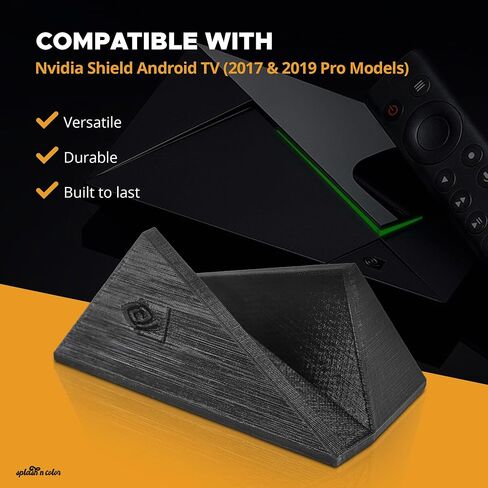 منظم حامل SplashNColor العمودي متوافق مع تلفزيون Nvidia Shield Android (موديلات 2017 و2019 Pro) - شاشة مدمجة مع شعار وحروف - حامل أنيق Nvidia Shield TV Mount (أسود غامق) in Kuwait