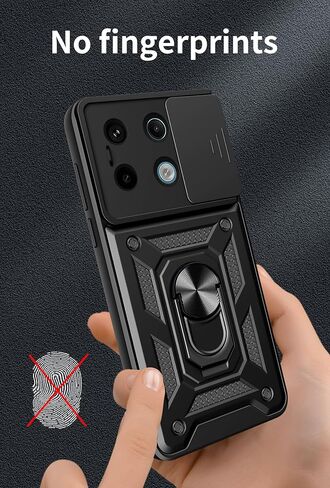 Case for Redmi Note 13 Pro Plus 5G with Tempered Glass Screen Protector [2 Pack],Sliding Camera Window, Kickstand, Shock-Proof Anti-Scratch Dual-Layer Phone Cover, Black in Saudi Arabia