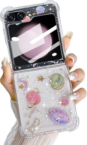 LCHULLE for Samsung Galaxy Z Flip 5 Case Bling Glitter for Girls Women Cute Shiny Sparkle Sequin Stars, Soft Silicone Four-Corner Shockproof Cover Protective Phone Case for Samsung Z Flip 5 5G(Blue) in Saudi Arabia