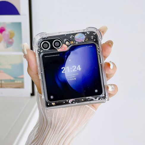 LCHULLE for Samsung Galaxy Z Flip 5 Case Bling Glitter for Girls Women Cute Shiny Sparkle Sequin Stars, Soft Silicone Four-Corner Shockproof Cover Protective Phone Case for Samsung Z Flip 5 5G(Blue) in Saudi Arabia