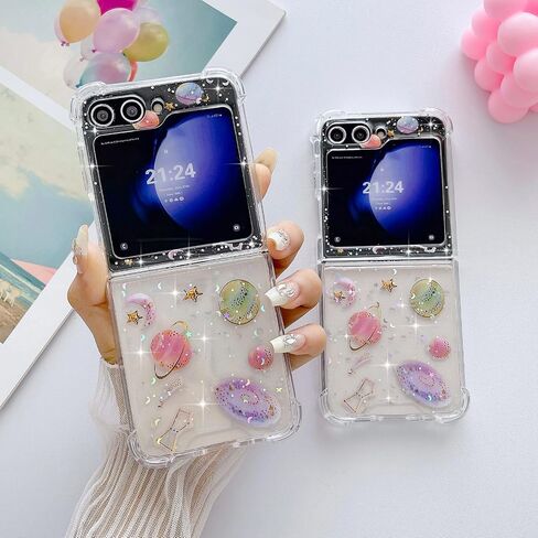 LCHULLE for Samsung Galaxy Z Flip 5 Case Bling Glitter for Girls Women Cute Shiny Sparkle Sequin Stars, Soft Silicone Four-Corner Shockproof Cover Protective Phone Case for Samsung Z Flip 5 5G(Blue) in Saudi Arabia
