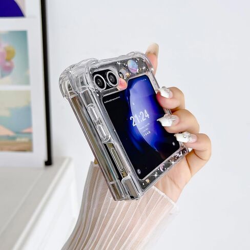 LCHULLE for Samsung Galaxy Z Flip 5 Case Bling Glitter for Girls Women Cute Shiny Sparkle Sequin Stars, Soft Silicone Four-Corner Shockproof Cover Protective Phone Case for Samsung Z Flip 5 5G(Blue) in Saudi Arabia