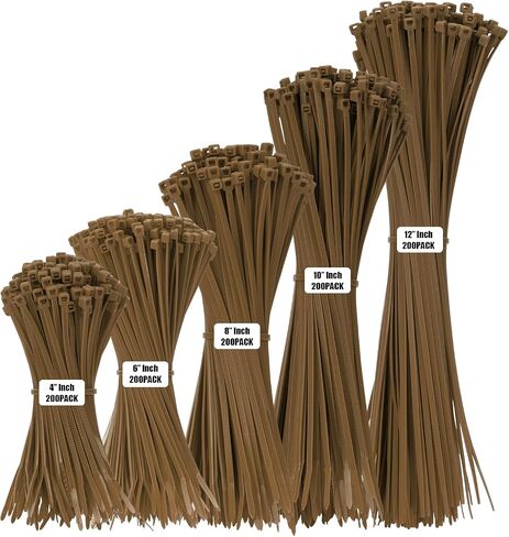 Black Cable Zip Ties Heavy Duty Assorted Sizes, 1000 PCS Self-Locking 4+6+8+10+12 Inch 18LBS/40LBS Nylon Cable Ties, Perfect for Home, Office, Garden and Workshop in Saudi Arabia