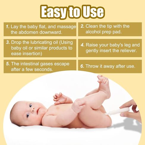 Gas and Colic Reliever for Babies, 20 Counts Baby Gas Colic Passer, Natural Solution for Baby Colic and Gas Relief, Effective Instant Constipation Relief for Babies + 6 Alcohol Prep Pads in Saudi Arabia