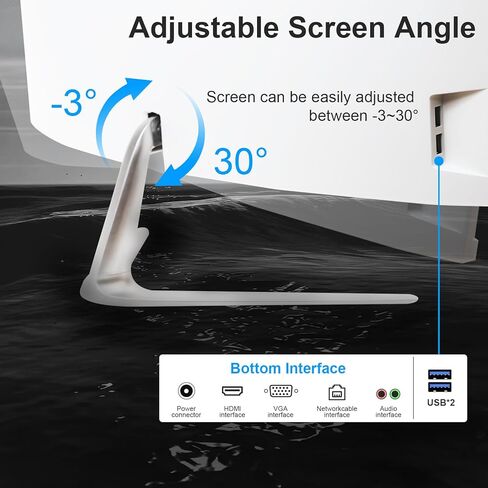 كمبيوتر مكتبي الكل في واحد، شاشة لمس FHD مقاس 22 بوصة N5095، ذاكرة وصول عشوائي سعتها 8 جيجابايت، محرك أقراص SSD سعة 512 جيجابايت، رباعي النواة 11، لوحة مفاتيح وماوس سلكية، مكبر صوت RGB، (N5095-8G-512G) in Kuwait