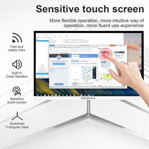 كمبيوتر مكتبي الكل في واحد، شاشة لمس FHD مقاس 22 بوصة N5095، ذاكرة وصول عشوائي سعتها 8 جيجابايت، محرك أقراص SSD سعة 512 جيجابايت، رباعي النواة 11، لوحة مفاتيح وماوس سلكية، مكبر صوت RGB، (N5095-8G-512G) in Kuwait