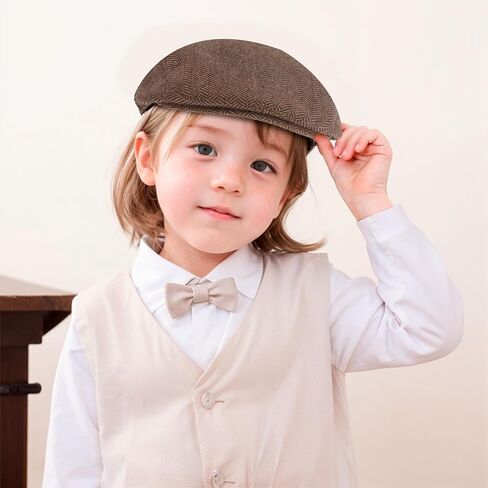 Toddler Boys Vintage Newsboy Cap Kids Tweed Ivy Drivers Flat Cap Infant Beret Hat in Saudi Arabia