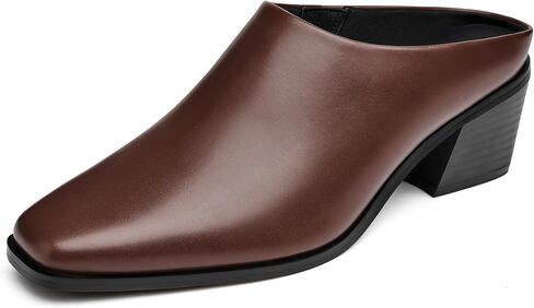 Trary Womens Mules, Closed Square Toe Chunky Heel Mules, Low Block Heel Backless Loafers Shoes, Slip On Mules for Women Dress Party Shoes in Kuwait