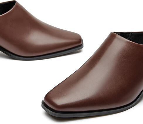 Trary Womens Mules, Closed Square Toe Chunky Heel Mules, Low Block Heel Backless Loafers Shoes, Slip On Mules for Women Dress Party Shoes in Kuwait