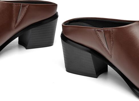 Trary Womens Mules, Closed Square Toe Chunky Heel Mules, Low Block Heel Backless Loafers Shoes, Slip On Mules for Women Dress Party Shoes in Kuwait