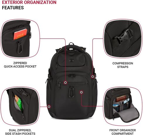 SwissGear Endure Laptop Backpack, Black, 18"x13"x8" in Saudi Arabia