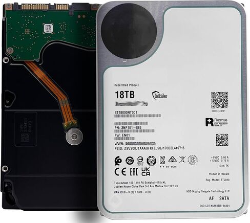 MDD 18 تيرابايت 7200 دورة في الدقيقة 256 ميجابايت كاش SATA 6.0 جيجابايت/ثانية 3.5 بوصة محرك الأقراص الصلبة الداخلي NAS المتوافق جيدًا مع ST18000NT001 (متجدد) in Kuwait