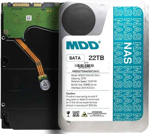 MDD (MDD22TS25672NAS) 22TB 7200RPM 256MB Cache SATA 6.0Gb/s 3.5inch Internal NAS Hard Drive - 5 Years Warranty (Renewed) in Saudi Arabia