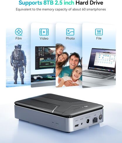 وحدة تخزين Yottamaster 1 Bay NAS لـ 2.5 بوصة SATA HDD/SSD، وحدة المعالجة المركزية رباعية النواة، منفذ 1 جيجا بايت، ذاكرة وصول عشوائي 1 جيجا DDR4، جهاز تخزين متصل بالشبكة للتخزين السحابي المنزلي والشخصي [بدون أقراص] - DM1 in Saudi Arabia