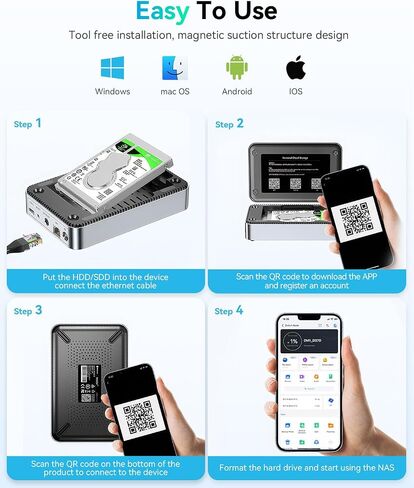 وحدة تخزين Yottamaster 1 Bay NAS لـ 2.5 بوصة SATA HDD/SSD، وحدة المعالجة المركزية رباعية النواة، منفذ 1 جيجا بايت، ذاكرة وصول عشوائي 1 جيجا DDR4، جهاز تخزين متصل بالشبكة للتخزين السحابي المنزلي والشخصي [بدون أقراص] - DM1 in Saudi Arabia