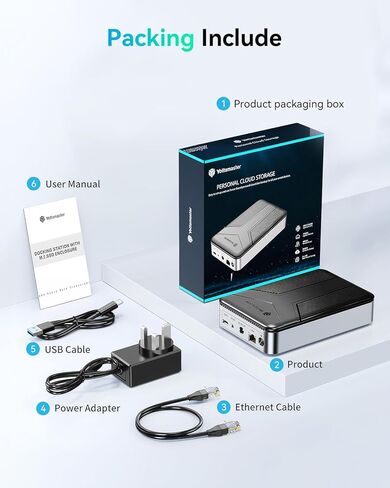 وحدة تخزين Yottamaster 1 Bay NAS لـ 2.5 بوصة SATA HDD/SSD، وحدة المعالجة المركزية رباعية النواة، منفذ 1 جيجا بايت، ذاكرة وصول عشوائي 1 جيجا DDR4، جهاز تخزين متصل بالشبكة للتخزين السحابي المنزلي والشخصي [بدون أقراص] - DM1 in Saudi Arabia
