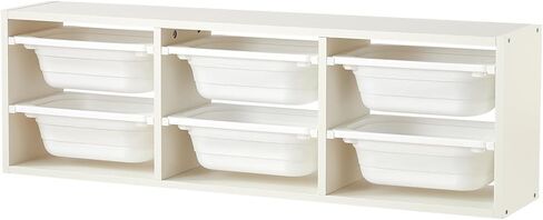 Beright Storage Combination with Bins, Toy Storage Organizer for Kids, Multipurpose Children Storage Cabinet Organizer for Books and Toys with 6 Large Bins, Floor, White in Saudi Arabia