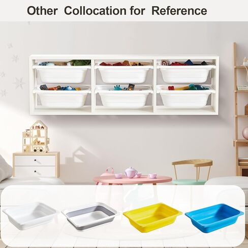 Beright Storage Combination with Bins, Toy Storage Organizer for Kids, Multipurpose Children Storage Cabinet Organizer for Books and Toys with 6 Large Bins, Floor, White in Saudi Arabia