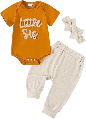 ملابس Balaflyie للأخت الصغيرة للفتيات الصغيرات، سراويل رومبير لحديثي الولادة، عصابة رأس، ملابس منزلية قادمة in Kuwait