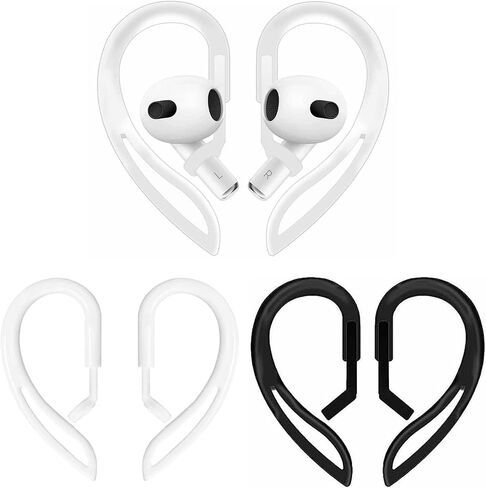 3 أزواج من خطافات الأذن متوافقة مع AirPods Pro 2nd AirPods Pro AirPods 3rd 2 1 (شفاف وأسود وأبيض) in Kuwait