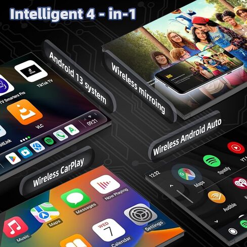 OneCarStereo 2024 ترقية CarPlay Ai Box Wireless CarPlay/محول Android التلقائي، صندوق Magic CarPlay المدمج في Android 13os 8-Core، Ai Box يدعم GPS MirroLink TF/SIM Card، YouTube، Netflix إلخ. in Kuwait