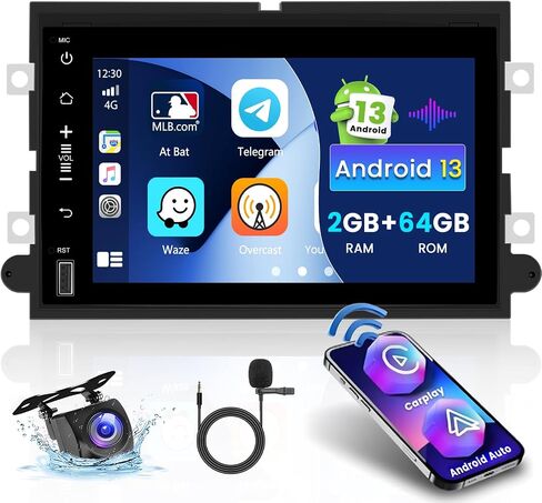 [2G+64G] Hikity Android 13 Car Stereo for Ford F150, 7 Inch HD Touchscreen Radio with Wireless Carplay and Android Auto, Backup Camera Bluetooth Mirror Link GPS/FM/RDS in Saudi Arabia