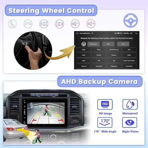 [2G+64G] Hikity Android 13 Car Stereo for Ford F150, 7 Inch HD Touchscreen Radio with Wireless Carplay and Android Auto, Backup Camera Bluetooth Mirror Link GPS/FM/RDS in Saudi Arabia