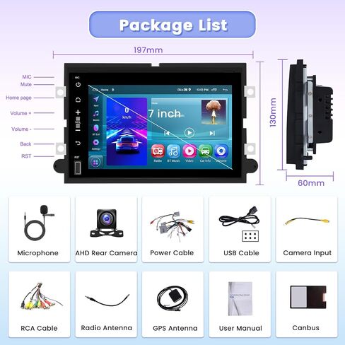 [2G+64G] Hikity Android 13 Car Stereo for Ford F150, 7 Inch HD Touchscreen Radio with Wireless Carplay and Android Auto, Backup Camera Bluetooth Mirror Link GPS/FM/RDS in Saudi Arabia