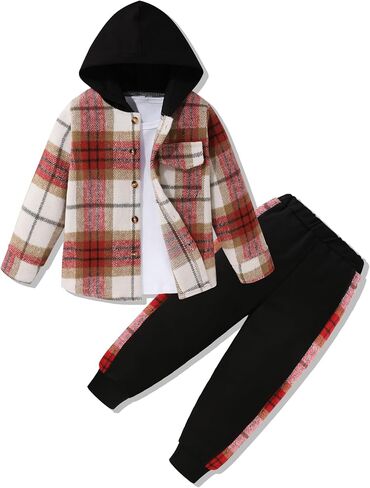 Toddler Boy Clothes Long Sleeve Hoodie with Solid Color Top and Casual Sweatpants Toddler Boy Fall Winter Outfits in Saudi Arabia
