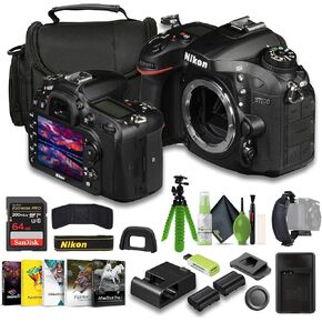 Nikon D7200 24.2 MP DX-Format Digital SLR Camera + EN-EL15C Battery + External Charger + Extreme PRO 64GB Card + Card Reader + Hand Strap + 12 Inch Flex Tripod + Photo Editing Software + More